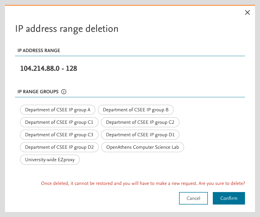 Confirm delete IP modal 2